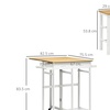 Image 7: HOMCOM Bamboo Breakfast Cart with Drop Leaf Table and Two Stools 