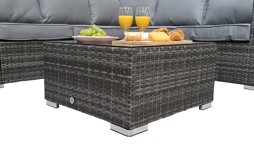 Image 4: Boston Rattan-Effect Corner Sofa Set in Grey with optional Cover 