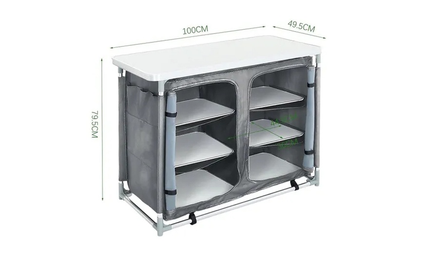 Image 4: Folding Camping Kitchen with Six-Shelf Storage and Carry Bag