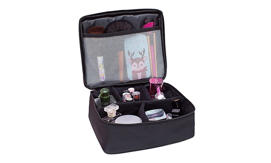 Image 4: Oxford Cosmetic Makeup Case Storage Handle Organizer Travel Kit Brush Bag Set