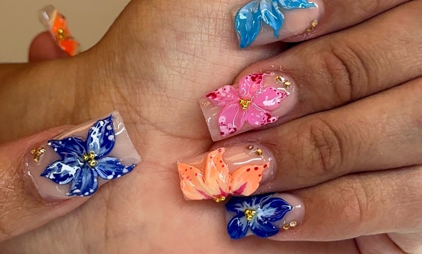 Image 8: Small or Extra Long Acrylic Nail Sets with Unlimited Gems