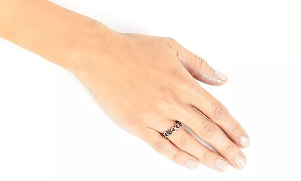 Stainless Steel Open Heart Eternity Ring