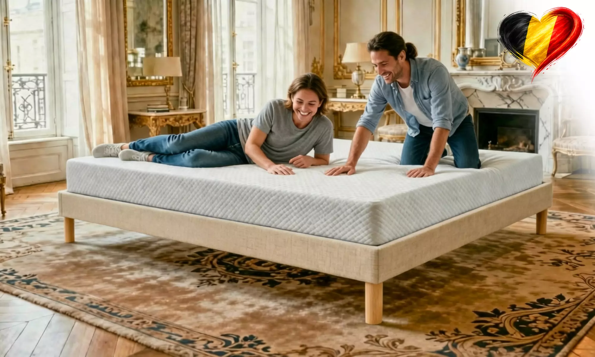 Rete a doghe e materasso in memory foam