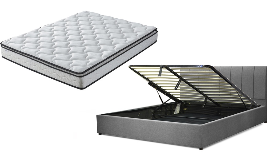 Image 4: Lit coffre Barcelone tissu, matelas ''Empereur'' en option