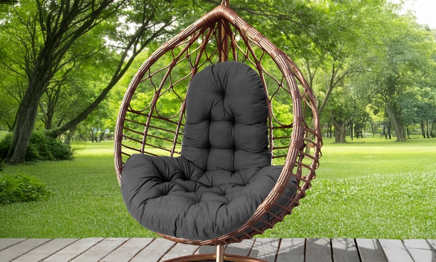 Image 1: Thick Padded Egg Chair Cushion for Hanging Swing Chair