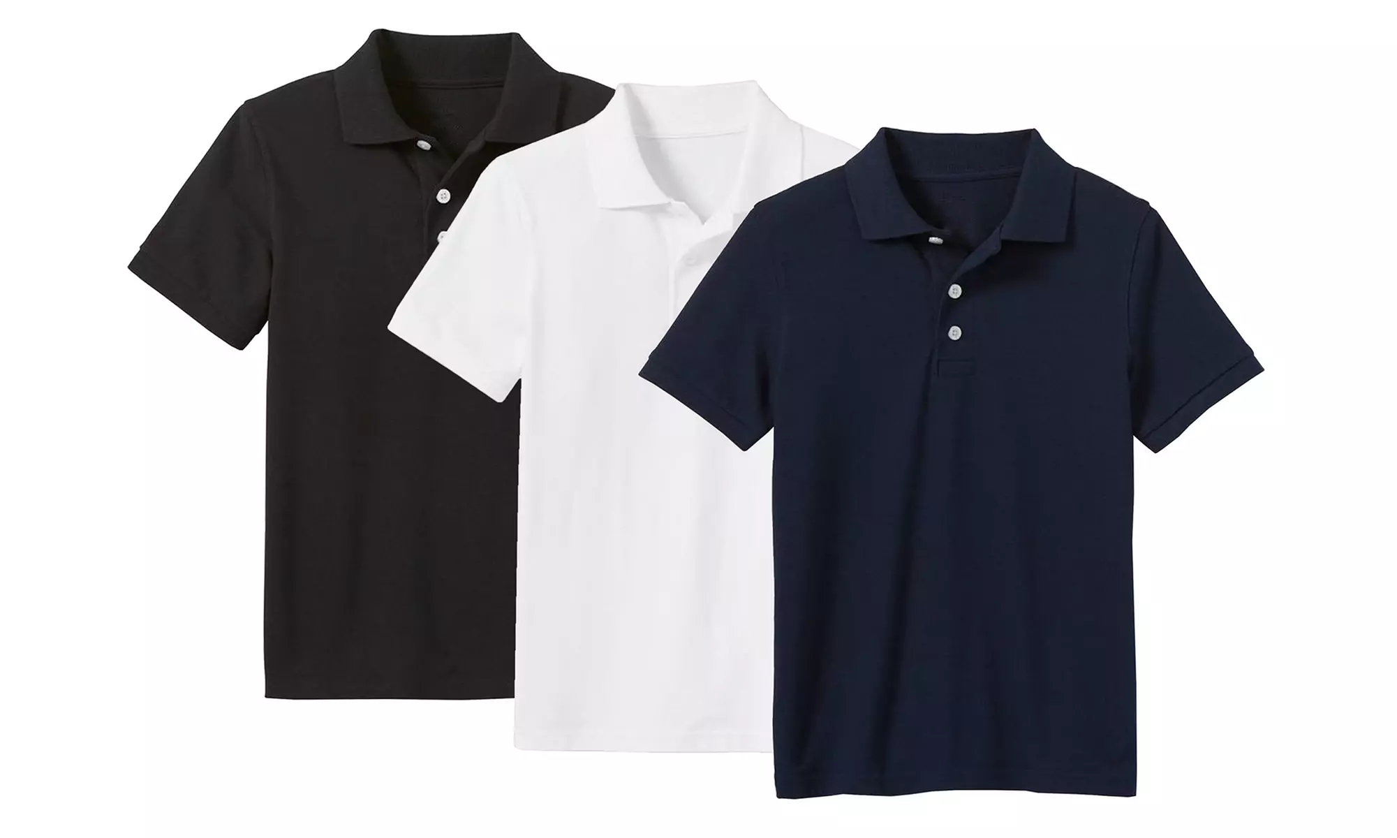3-Pack Boy's Short Sleeve School Uniform Pique Polo Shirts (Sizes, 4-20)