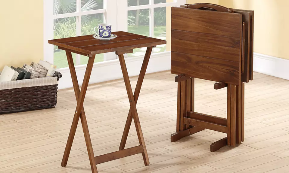 Acacia Tray Table Set (5-Piece) - Primary Image