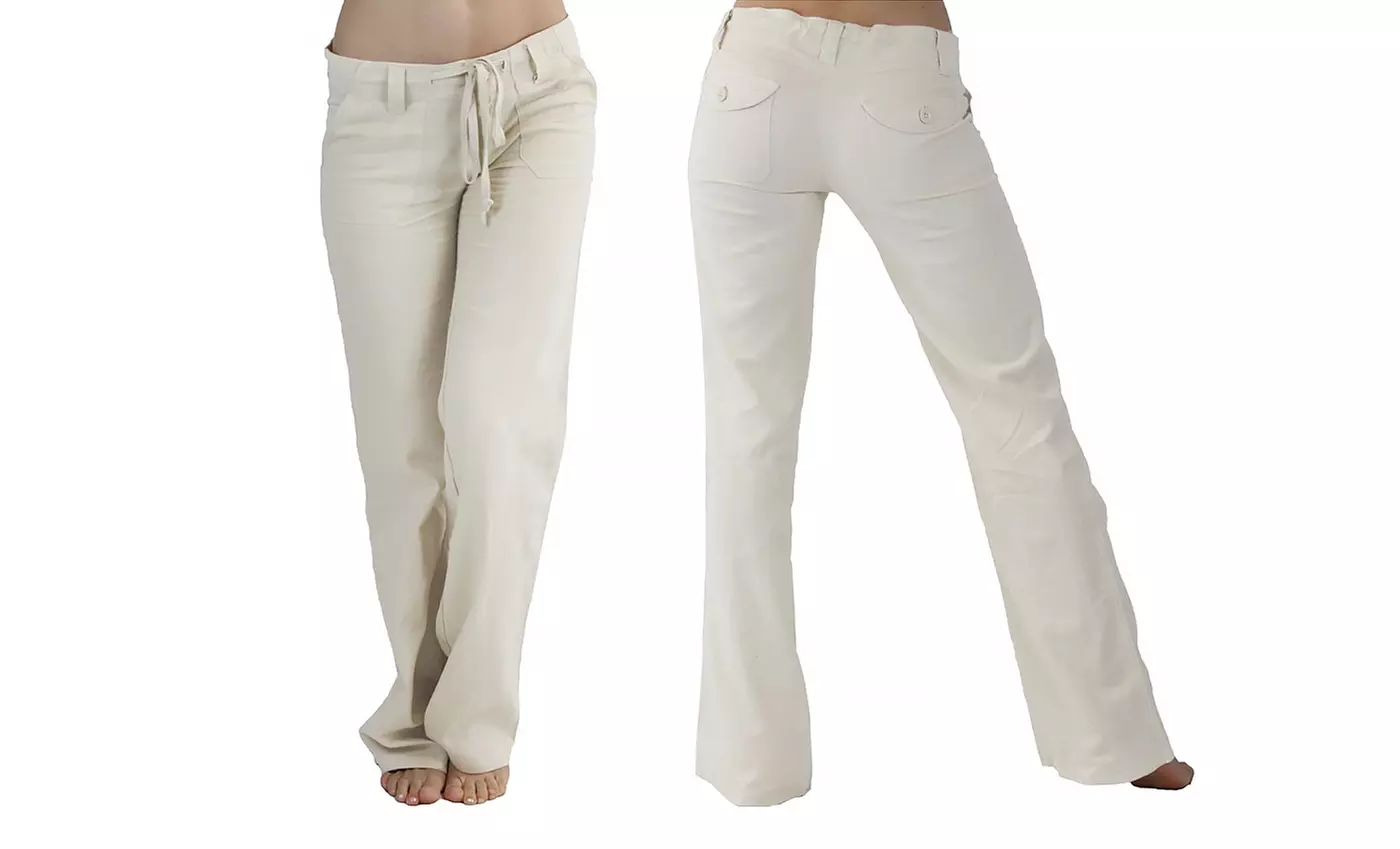 Women's Drawstring Linen Pants - Second Medium