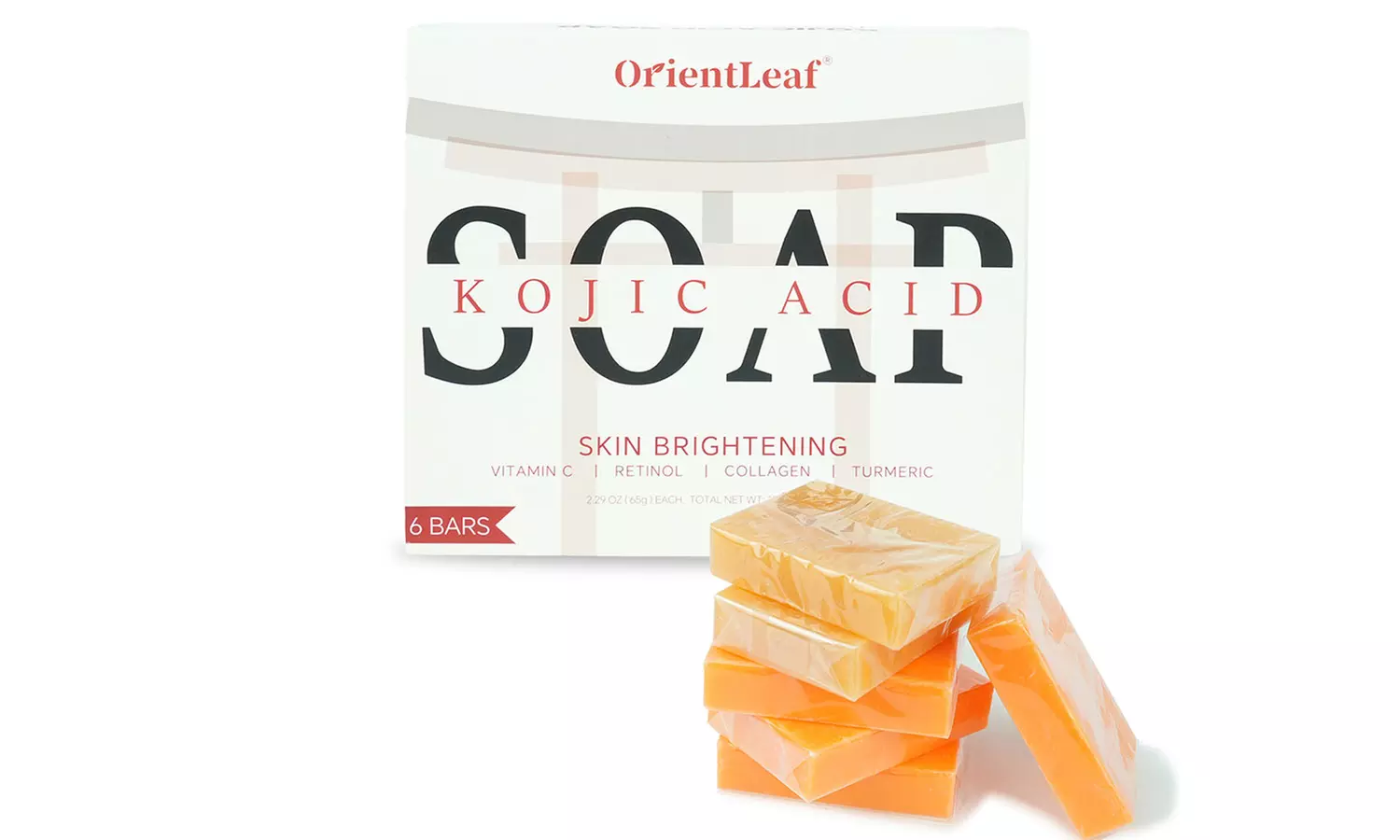 OrientLeaf Skin Brightening Kojic Acid Turmeric Soap Bars - 3 or 6 Pack