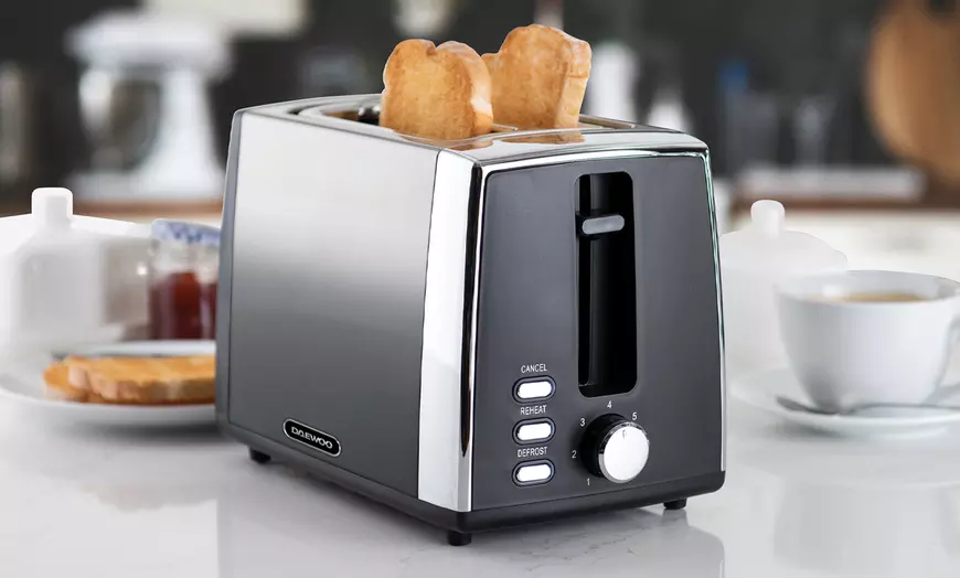 Image 3: Daewoo Callisto Glass Kettle, Two-Slice Toaster and Microwave Set