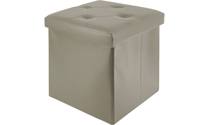 Image 14: Puf cuadrado en ecopiel con almacenamiento