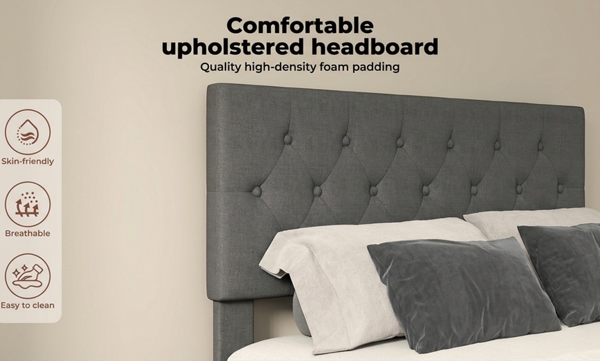 Image 11: Levede Minimalist Upholstered Bed Frame Collection