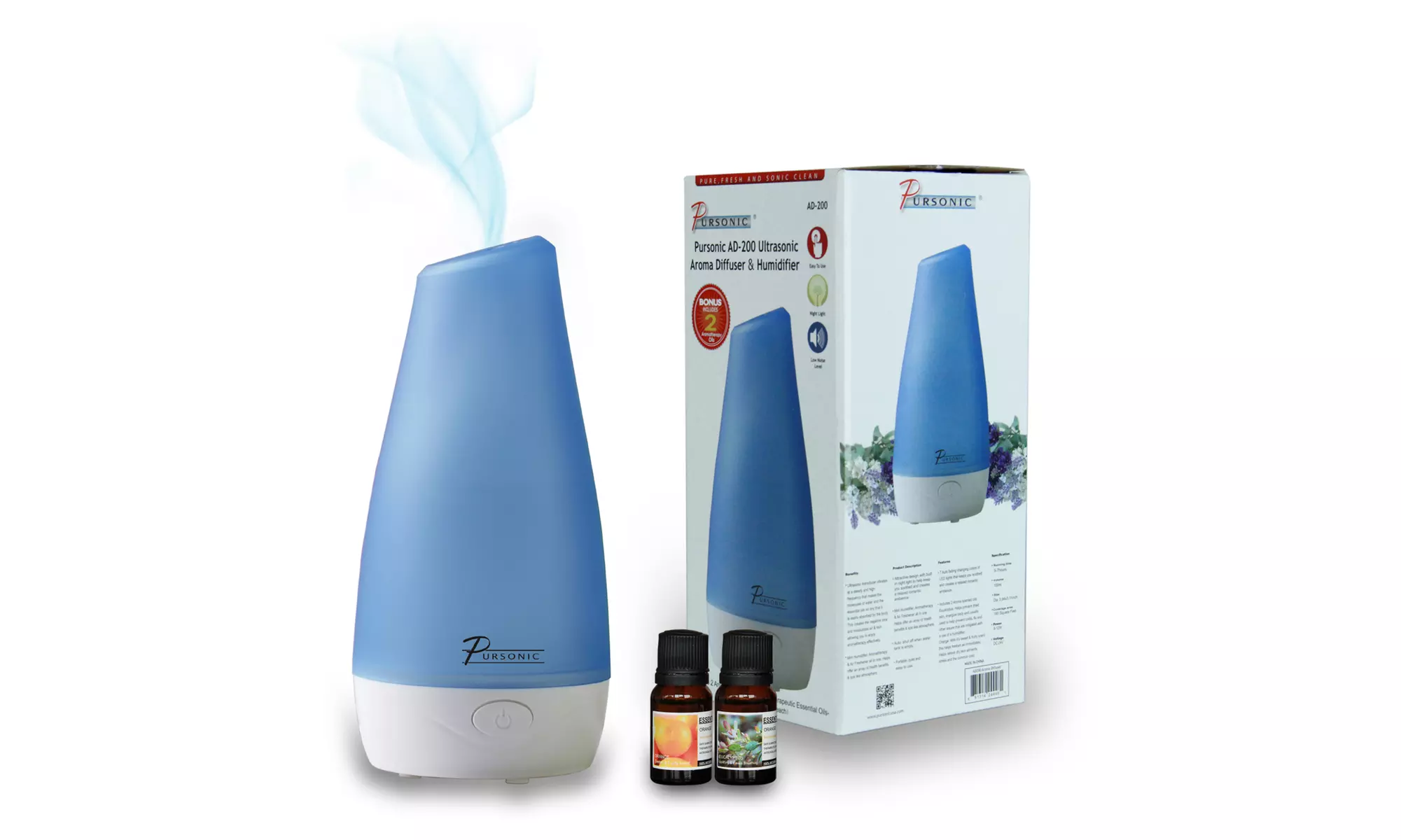 Ultrasonic Aroma Diffuser and Humidifier with 2 Scented Oils - Second Medium