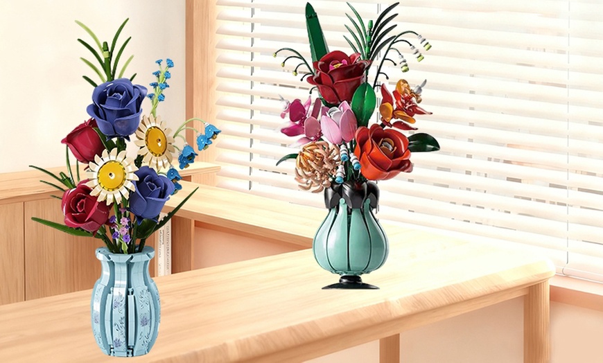 Image 4: Set de construction de bouquet de fleur en blocs