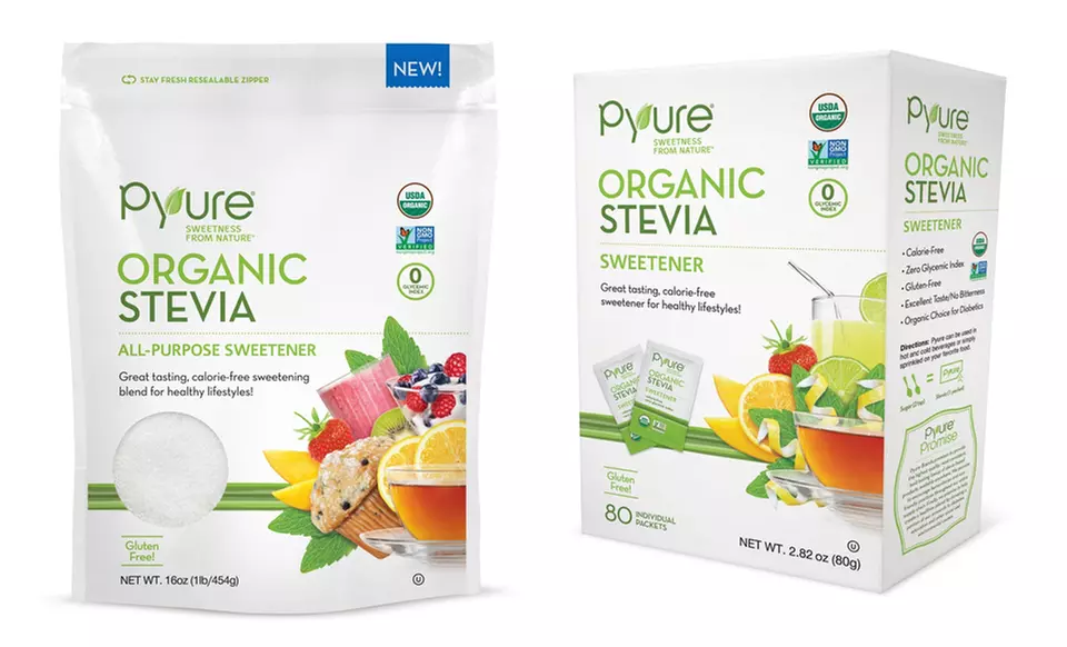 Pyure Organic Stevia Resealable Bag (2-Pack; 16 Oz. Each) or Granulated Tabletop Packets (3-Pack; 80-Count Each)   - Primary Image