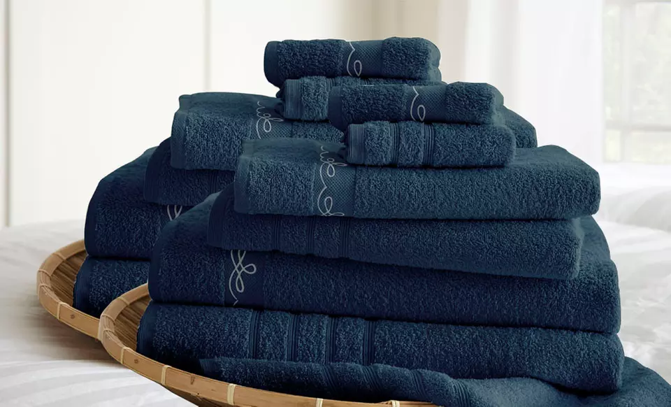 12-Piece Embroidered 100% Egyptian Cotton Towel Set - Primary Image