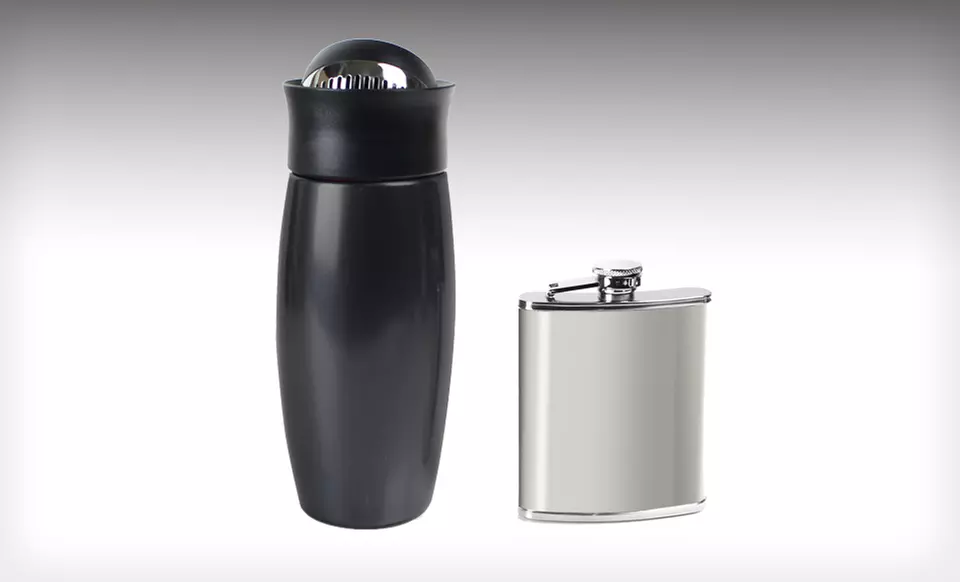 $26.99 for a Metrokane Flip-Top Drinks Shaker and Flask in Gray or Red ($54.90 List Price). Free Shipping. - Second Medium