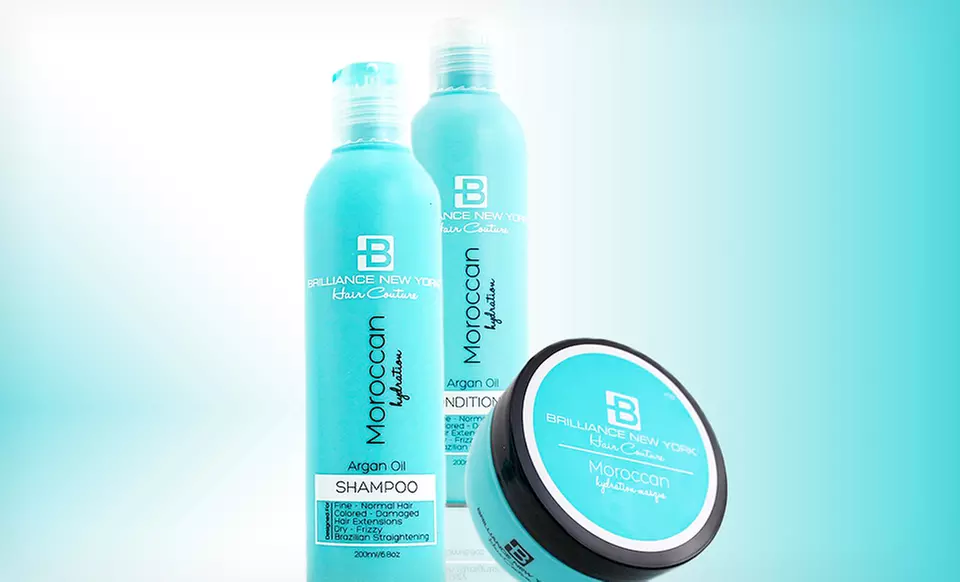 $19.99 for Brilliance New York Moroccan Hydration Shampoo, Conditioner, and Mask ($60 List Price). Free Shipping. - Primary Image