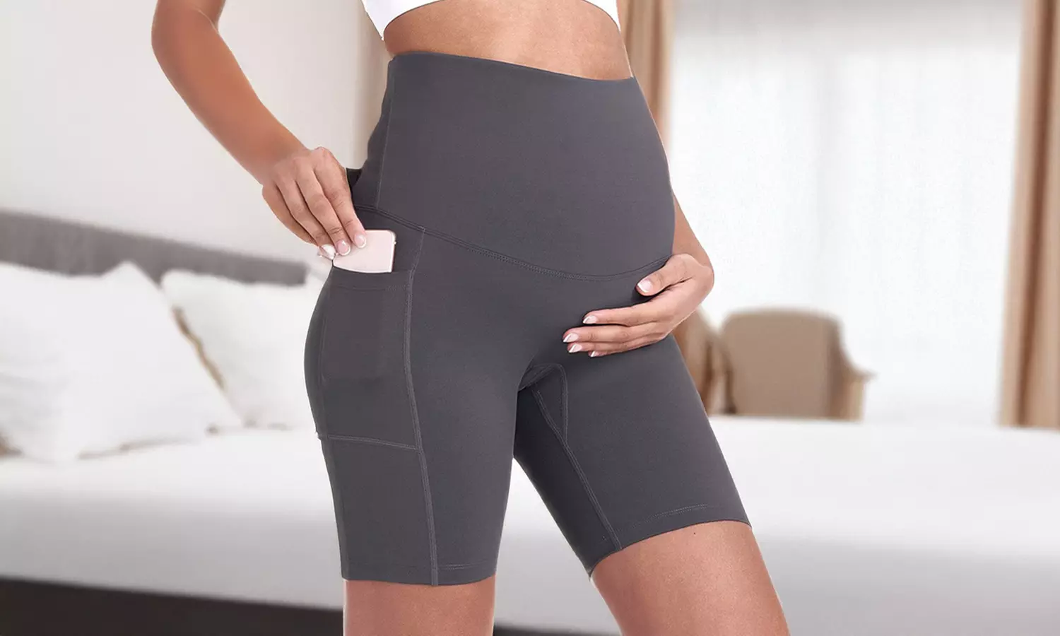 Women's Maternity Yoga Shorts Summer Workout Running Active Pants