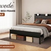 Image 1: Levede Upholstered Bed Frame with Storage Headboard and Steel Support