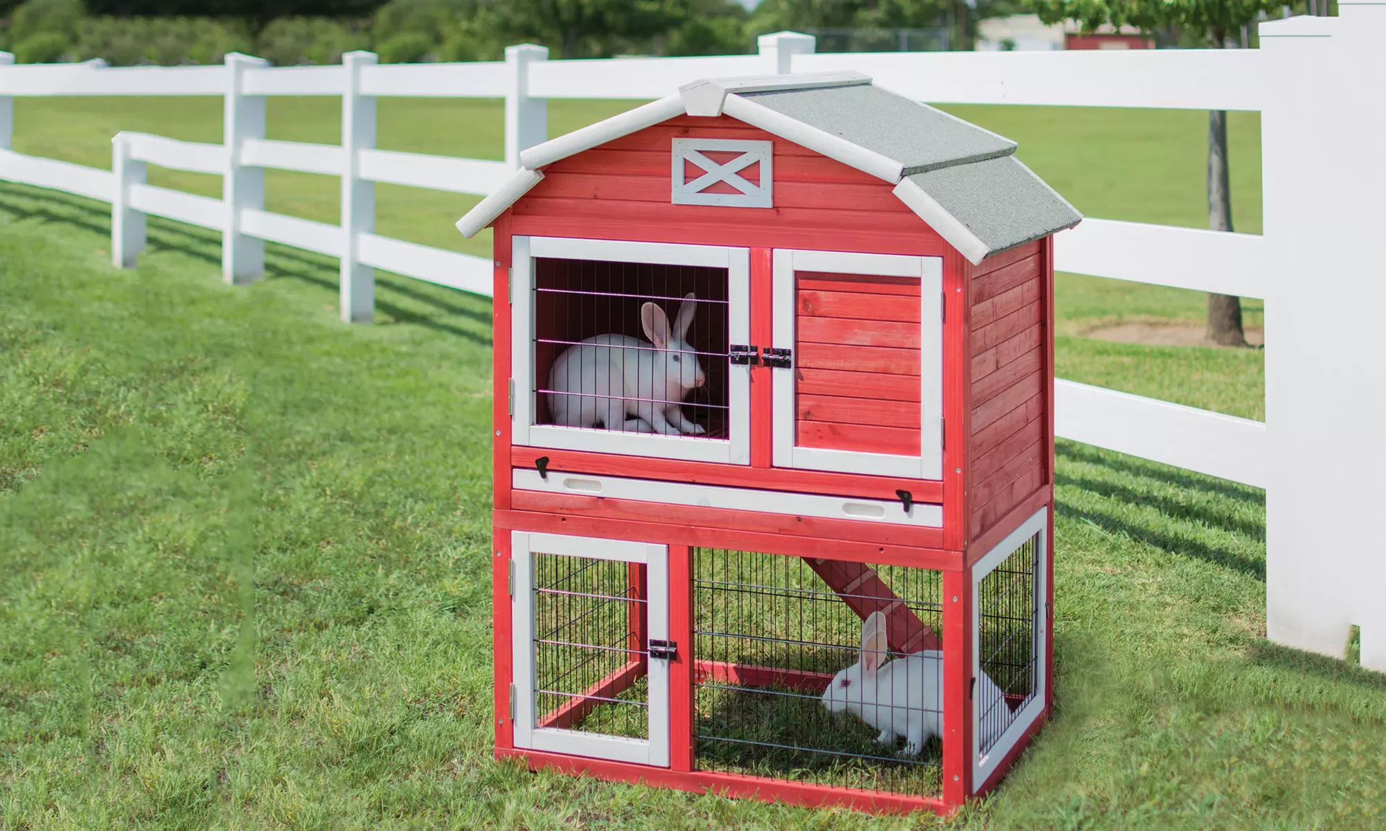 Red Barn Rabbit Hutch - Primary Image