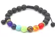 Adjustable 7 Chakra Healing Lava Stone Bead Bracelet and diffuser - Second Medium