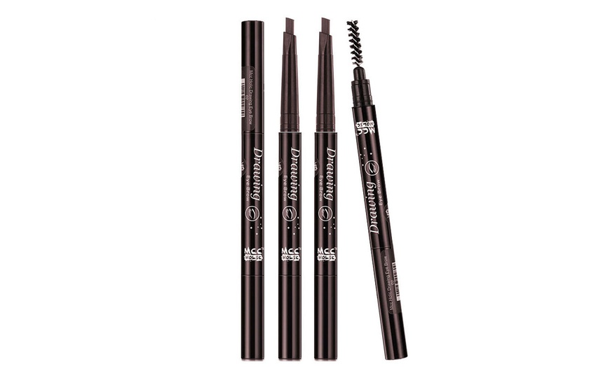 Image 4: 2 Pack Eyebrow Pencil Retractable Slant Tip with Brush Double-end Waterproof