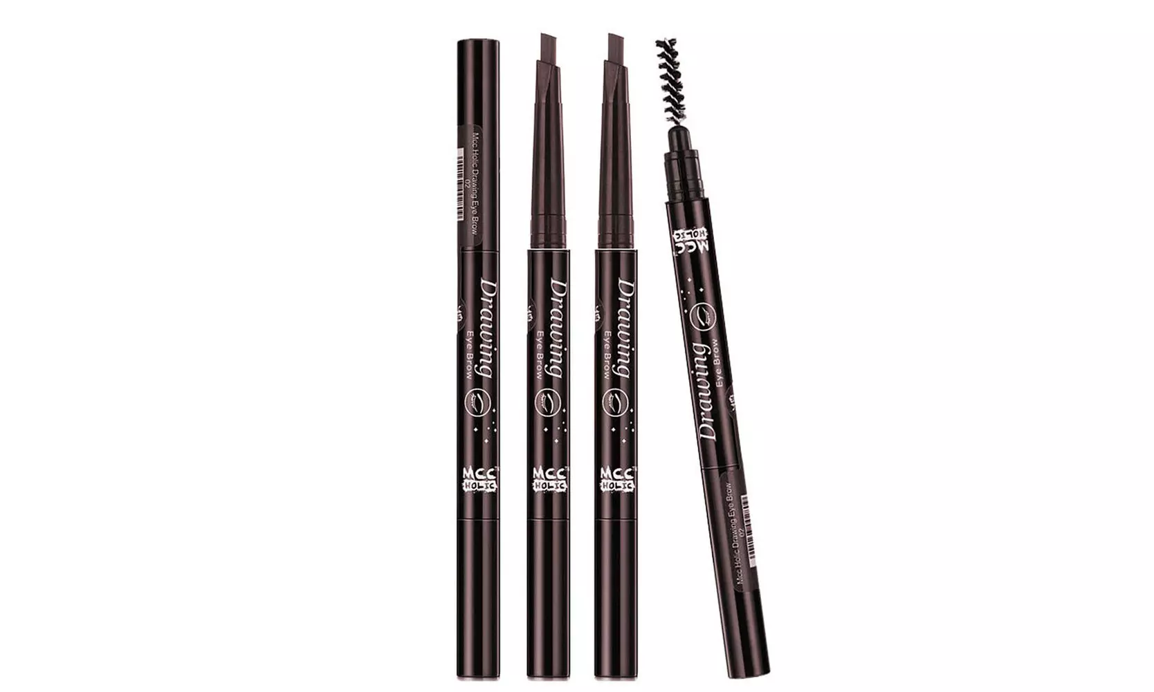 2 Pack Eyebrow Pencil Retractable Slant Tip with Brush Double-end Waterproof