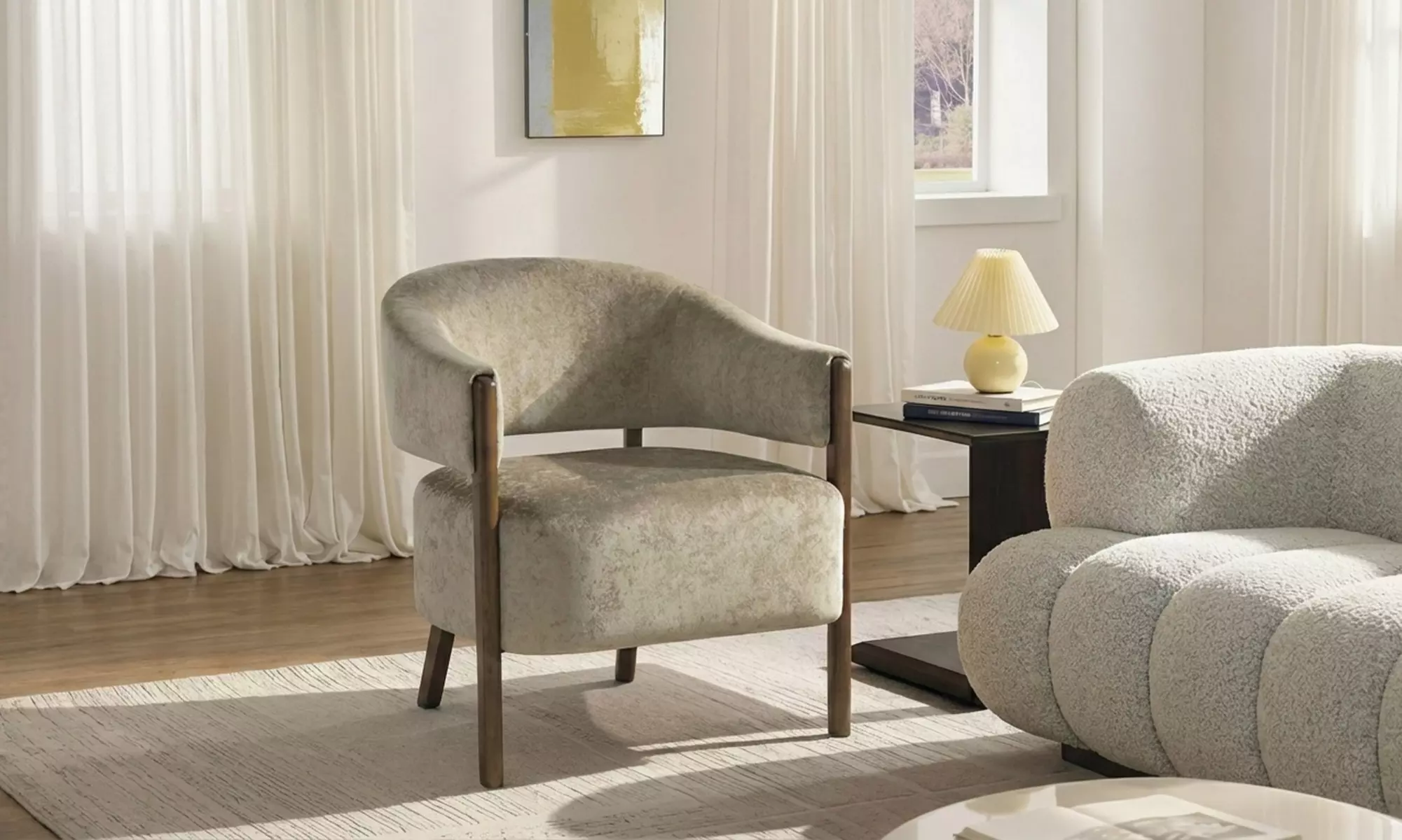 HOMCOM Chenille Accent Armchair