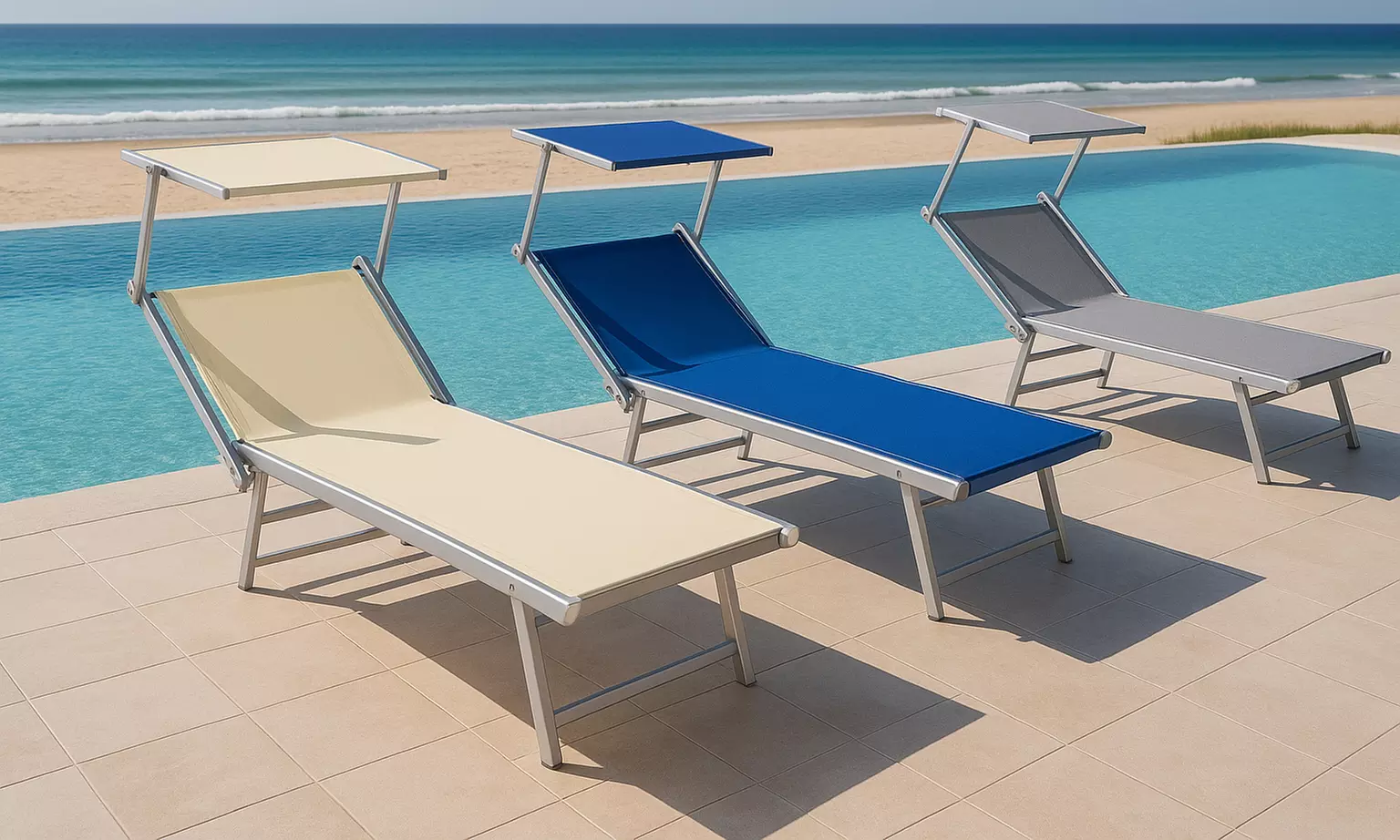 Lettino prendisole in alluminio Luxury