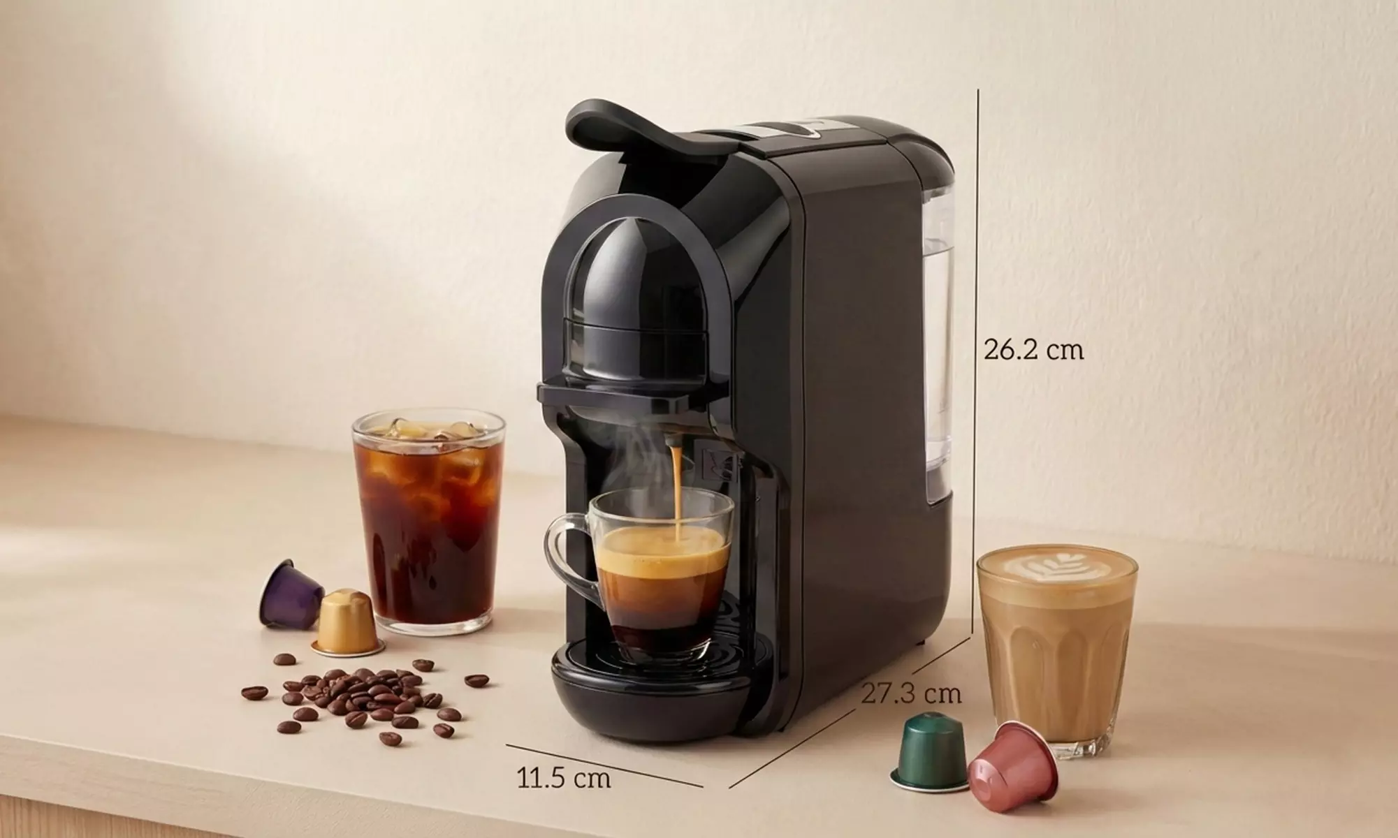 HOMCOM 19 Bar 1450W Capsule and Ground Coffee Maker in Black