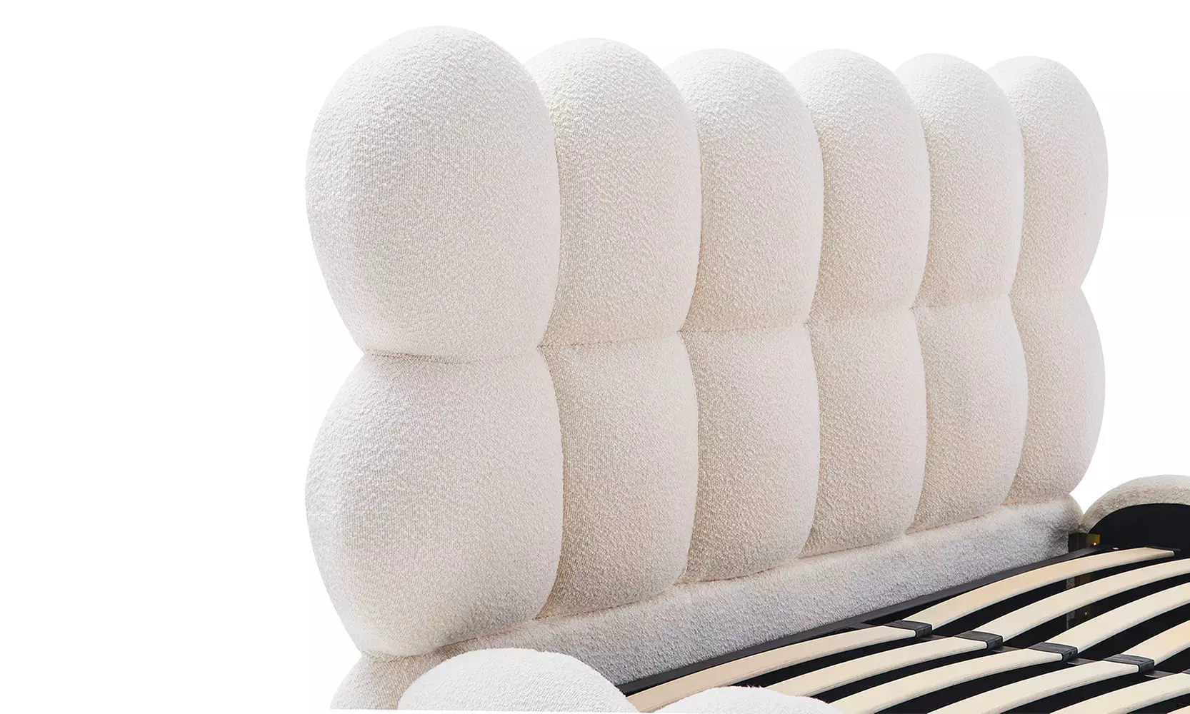 Lit coffre Megève en laine bouclée blanche