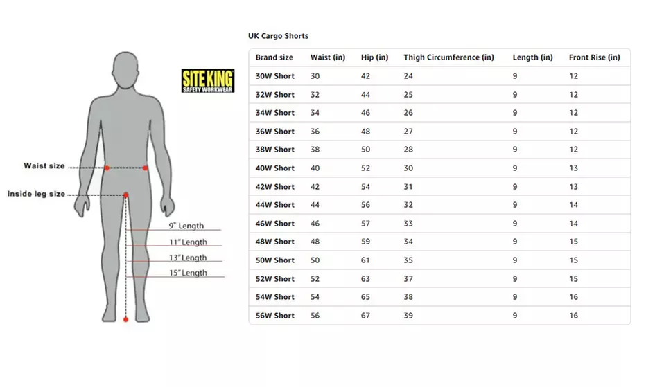 Site King Men's Cargo Work Shorts