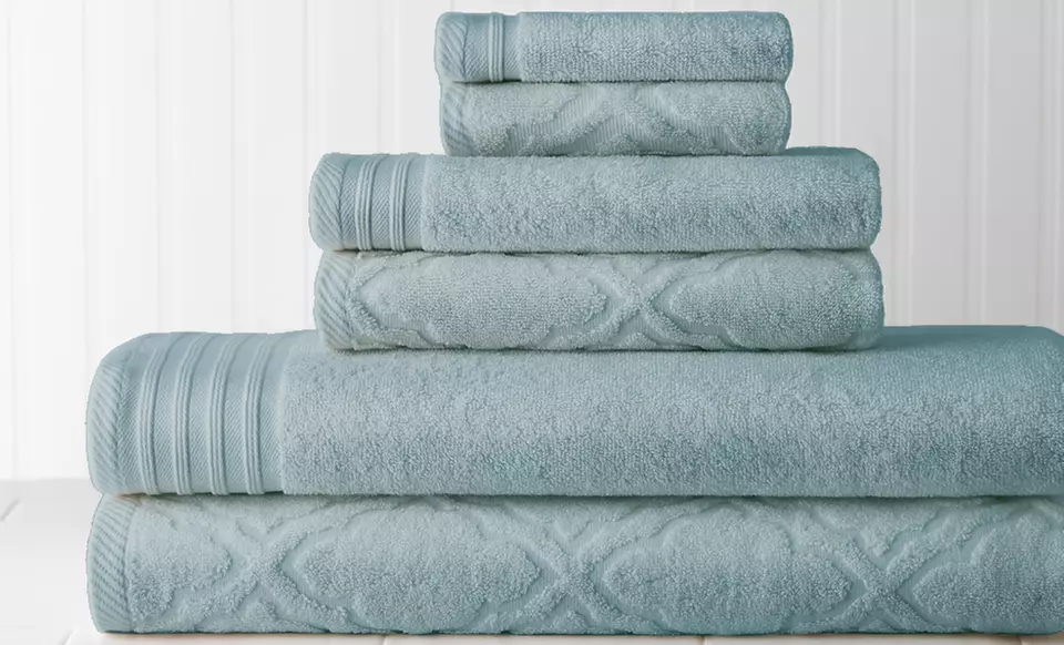 100% Egyptian Cotton Jacquard and Solid 6-Piece Towel Sets. Multiple Colors Available. Free Returns.   - Primary Image