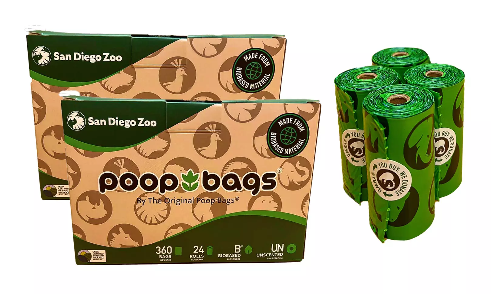 720 USDA Certified Biobased - San Diego Zoo Poop Bags - 48 Roll Bundle