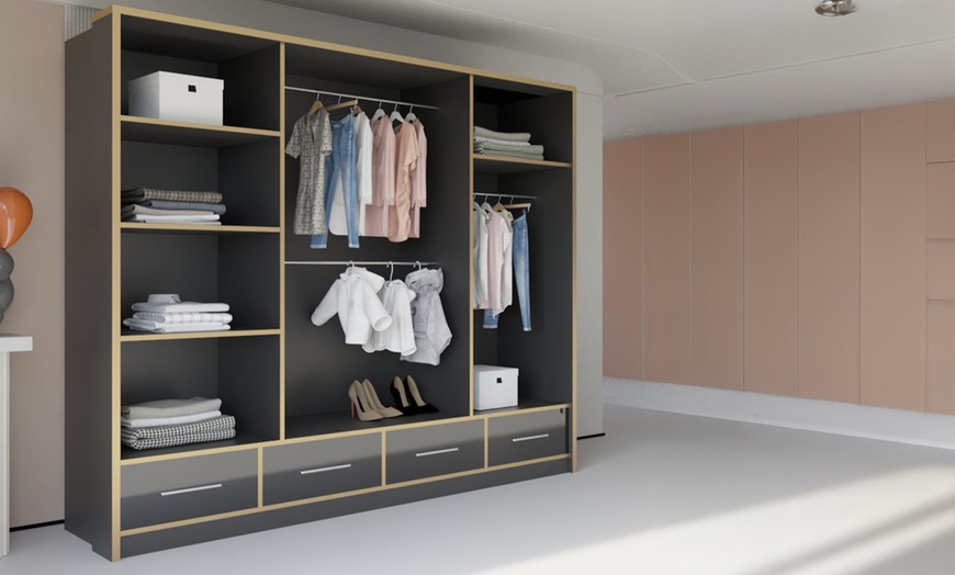 Image 5: Sweden Modern High Gloss Wardrobe with Drawers