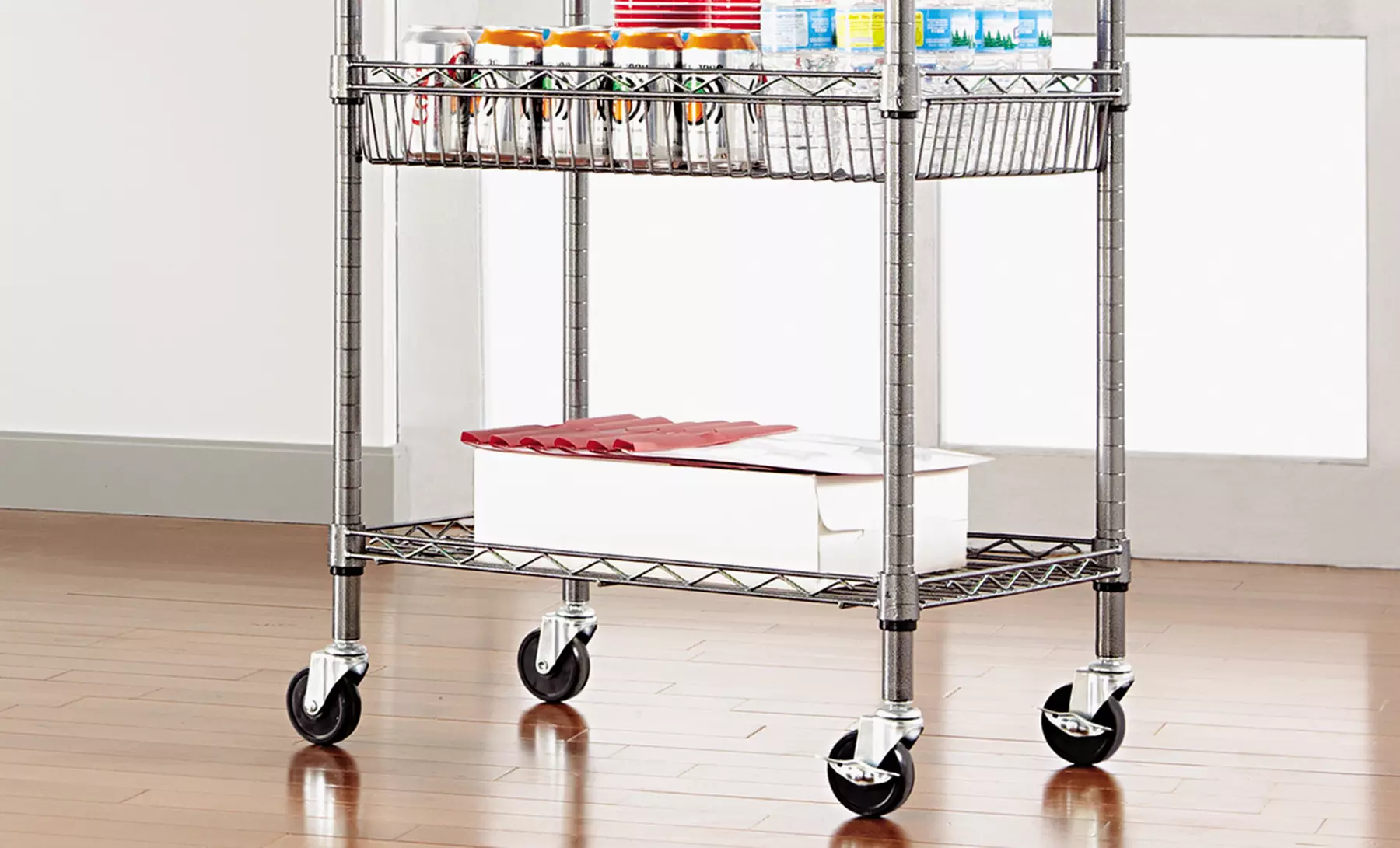 Alera 3-Tier Wire Rolling Cart with Black Anthracite Finish. Free Returns. - Second Medium