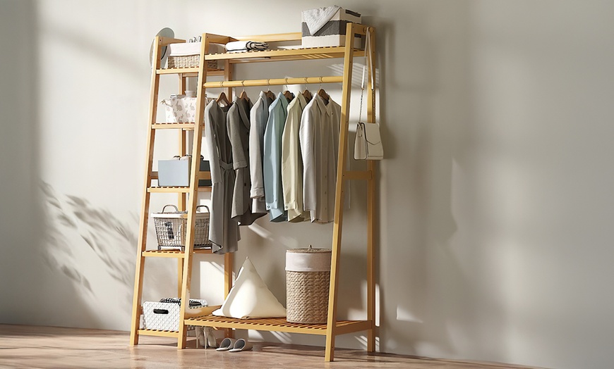 Image 1: Bamboo Garment Racks 