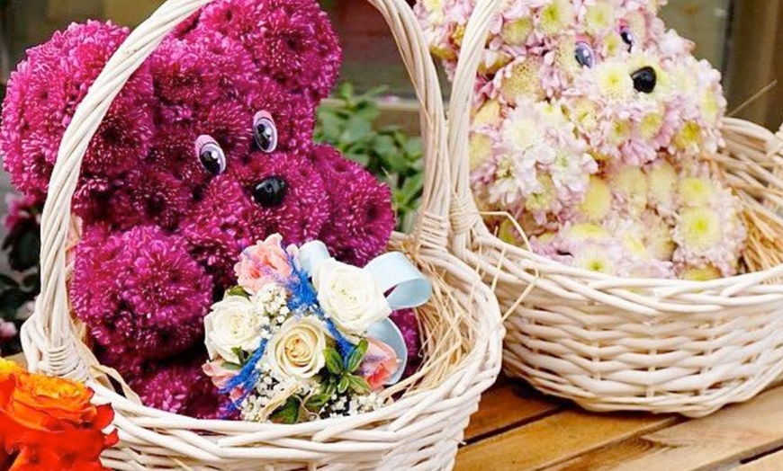 Image 3: Bear-Shaped Flower Arrangement