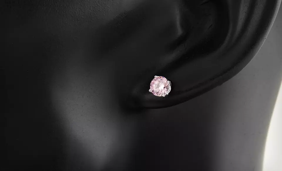 One or Three Pairs of Pink CZ Stud Earrings (Up to 92% Off). Free Shipping for Purchases of $15 or More. Free Returns. - Second Medium