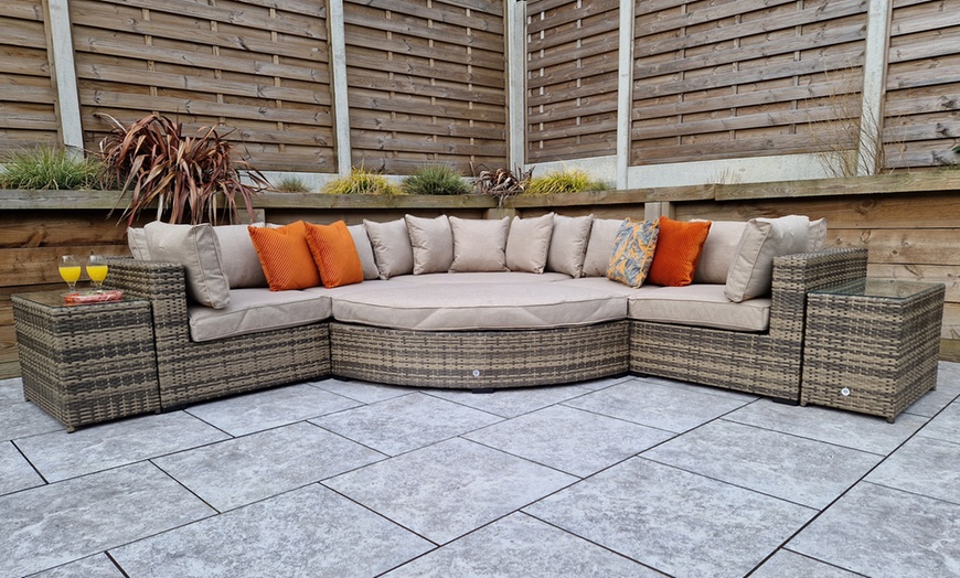 Image 1: Autumn Leaves Geneva Large Rattan Modular Corner Sofa 