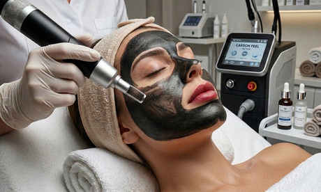 1 sesión de tratamiento facial Hollywood Peel con láser Q-Switched y carbón activo