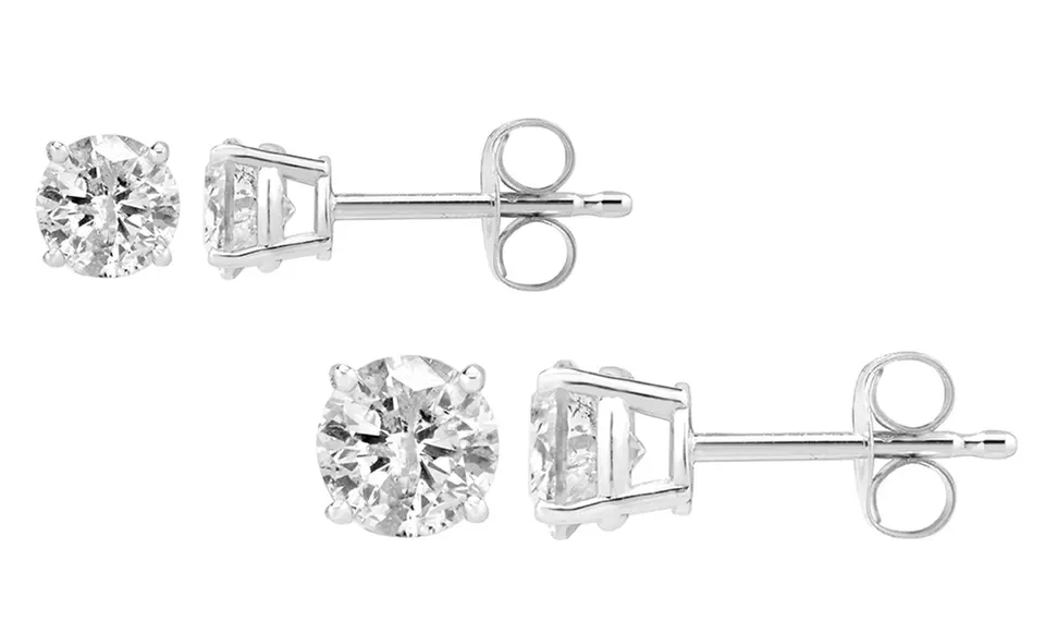 0.62 or 1.25 CTW Diamond Solitaire Earrings in Sterling Silver from $129.99–$299.99 - Primary Image