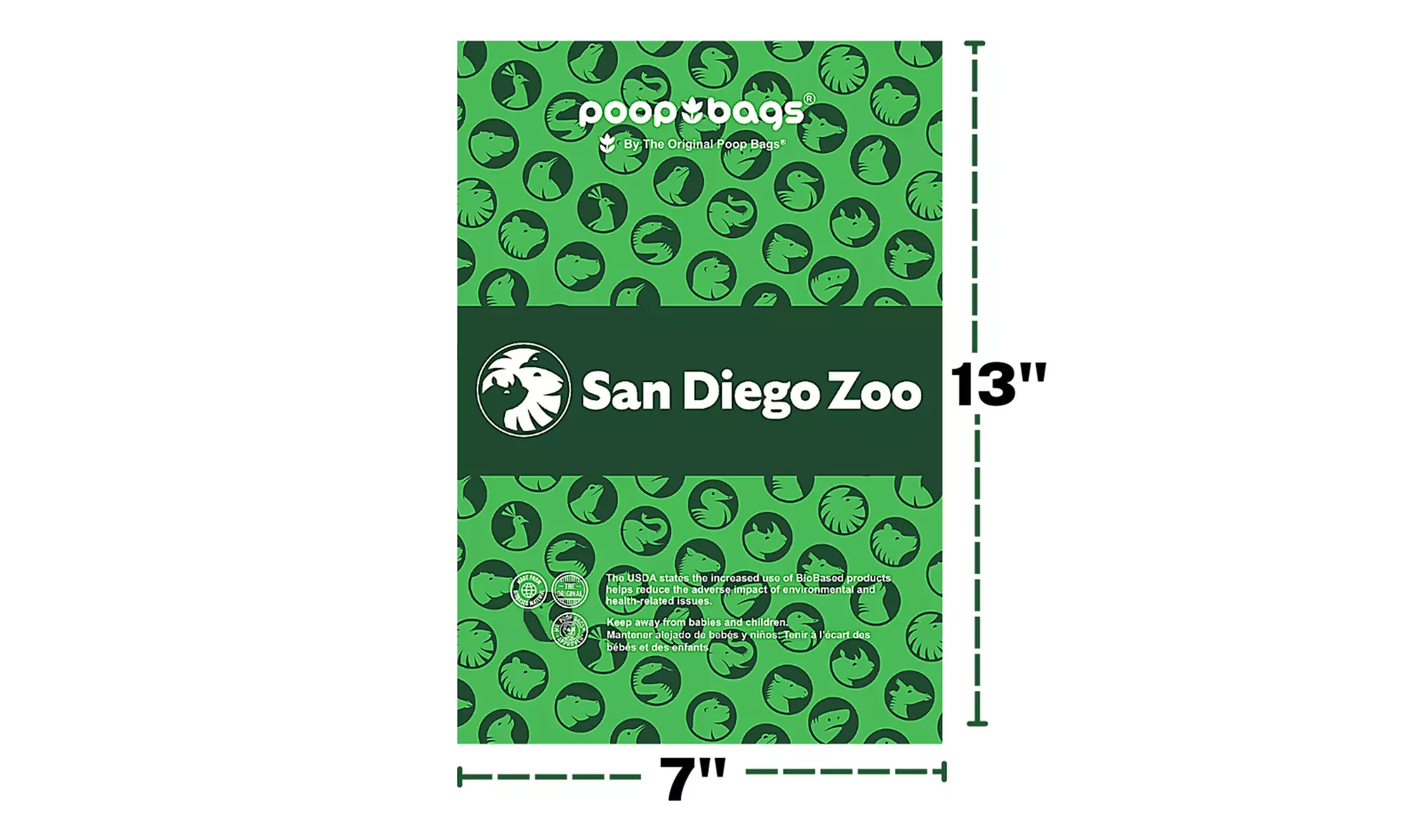 1080 USDA Certified Biobased - San Diego Zoo Poop Bags - 72 Roll Bundle