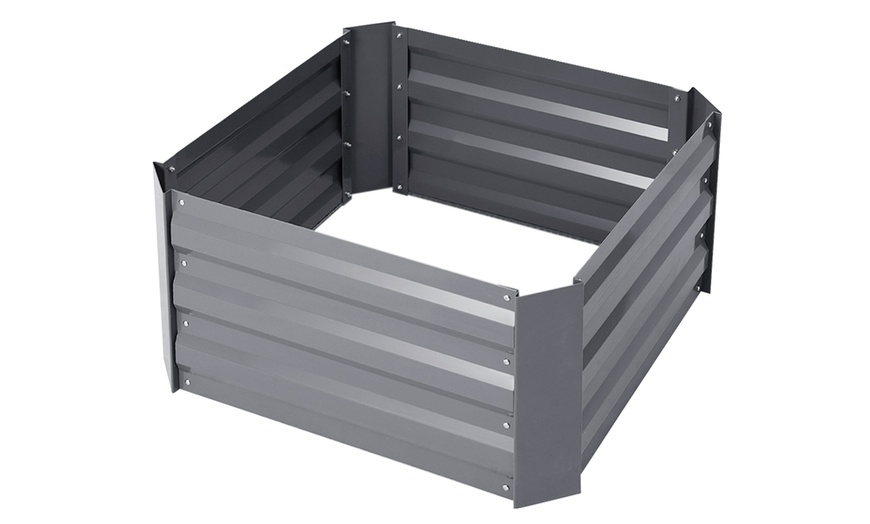 Image 5: Grey Metal Open-Bottom Raised Garden Bed in Two Sizes