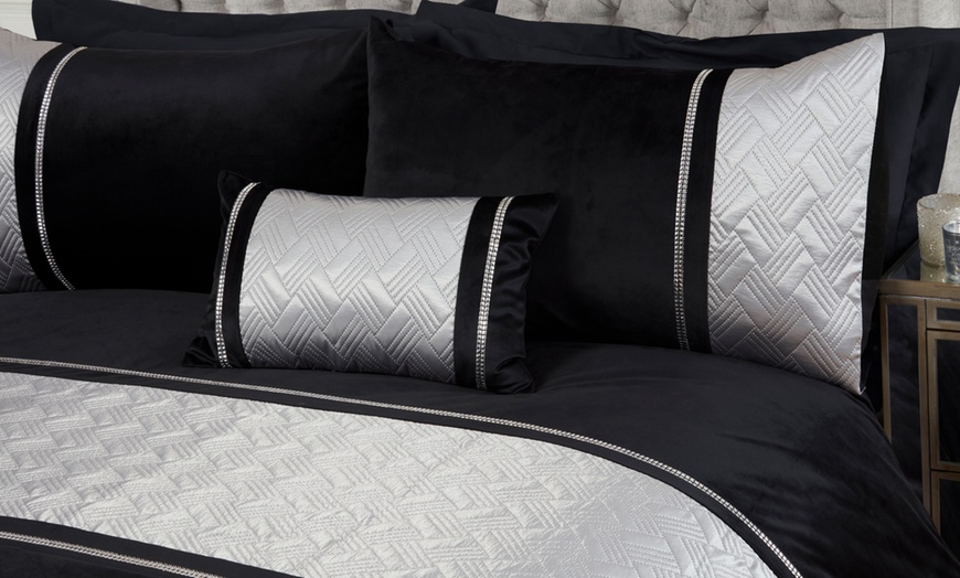 Image 3: Capri Velvet Touch Duvet Set with Diamante Trim