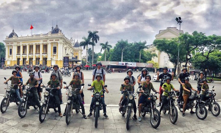 Image 2: Vietnam: Hanoi Food, Culture, Sight Tour on Vintage Minsk Motorbike