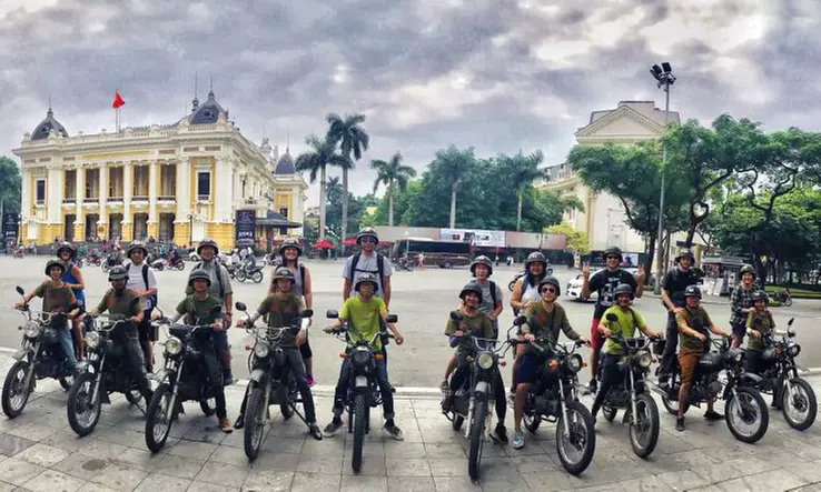 Vietnam: Hanoi Food, Culture, Sight Tour on Vintage Minsk Motorbike