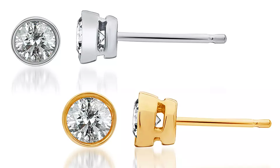 0.25–1.00 CTW Bezel-Set Certified Diamond Stud Earrings - Primary Image