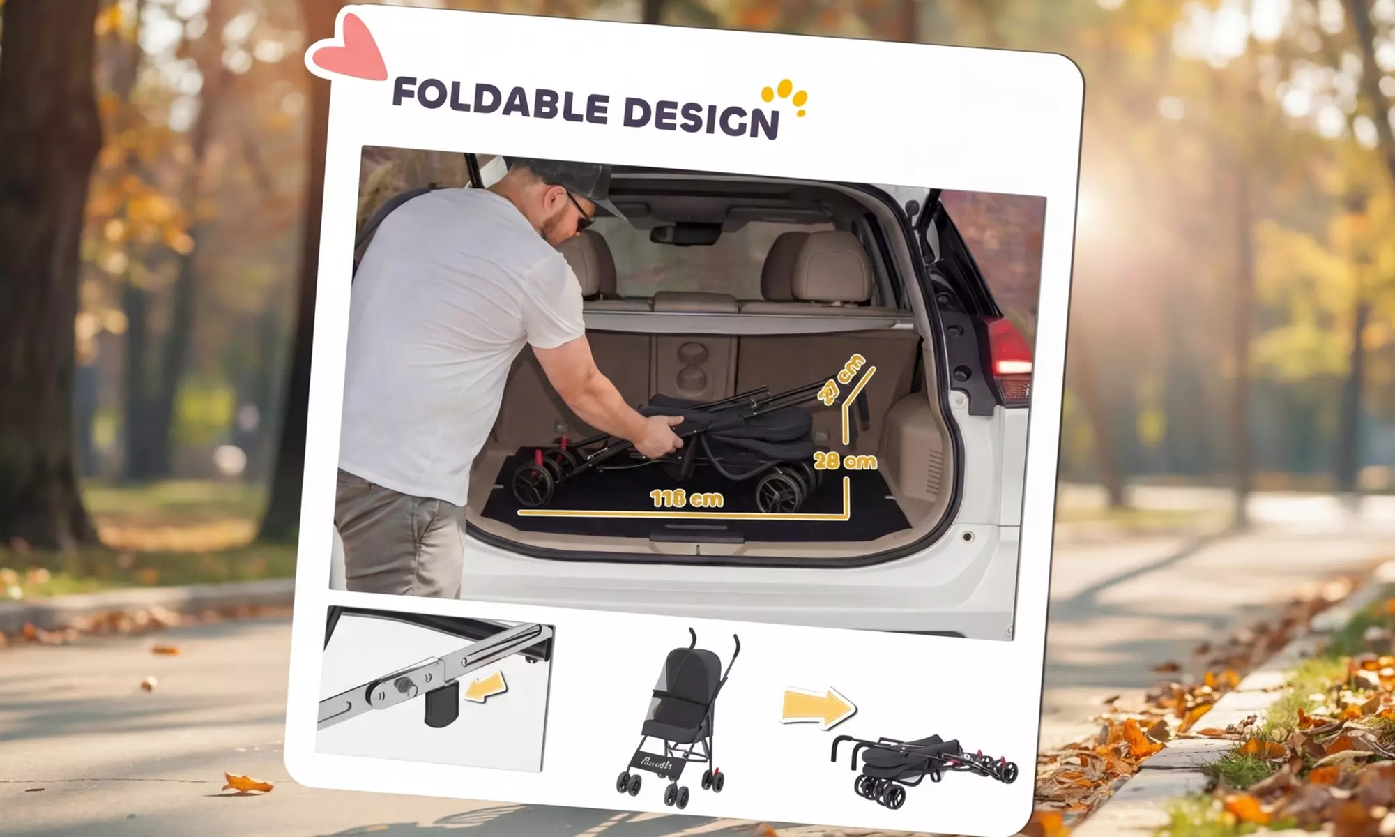 PawHut Foldable Pet Stroller with Canopy